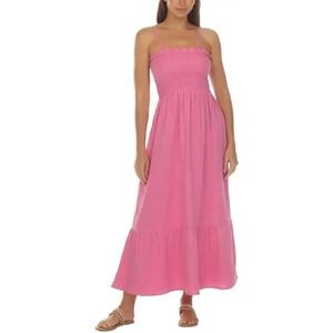Raviya Women's Smocked Bodice Maxi Swimsuit Cover Up Dress, Size Medium